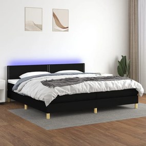 ΚΡΕΒΑΤΙ BOXSPRING ΜΕ ΣΤΡΩΜΑ &amp; LED ΜΑΥΡΟ 200X200 ΕΚ. ΥΦΑΣΜΑΤΙΝΟ 3133663