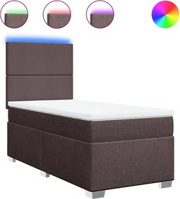 vidaXL Κρεβάτι Boxspring με Στρώμα Σκούρο Καφέ 90x200 εκ. Υφασμάτινο