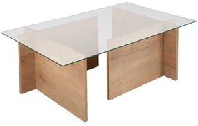Τραπεζάκι σαλονιού Vetrino Megapap γυάλινο χρώμα honey oak 105x65x40εκ.
