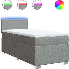 vidaXL Κρεβάτι Boxspring με Στρώμα Ανοιχτό Γκρι 80x200 εκ. Υφασμάτινο