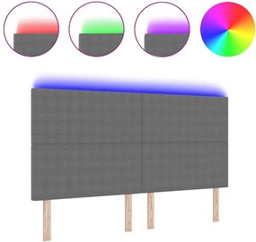 vidaXL LED κεφαλάρι με κεφαλάρι Ανοιχτό γκρι 180 cm Πολυεστέρας