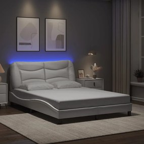 vidaXL Πλαίσιο κρεβατιού με LED χωρίς στρώμα Hvar Λευκό 140x200 εκ.