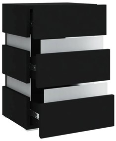 vidaXL Κομοδίνο με LED Μαύρο 45 x 35 x 67 εκ. από Επεξεργασμένο Ξύλο