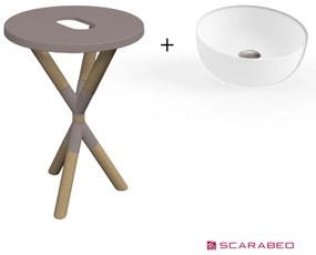 Scarabeo Cross 2501F0-9852 Sand (Μπεζ Ματ) Πάγκος Με Νιπτήρα Glam Λευκό Ø39εκ.