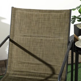 Outsunny Καρέκλα κήπου, σετ 2 τεμαχίων, διαπνέον κάλυμμα, ανθεκτικό μεταλλικό πλαίσιο, 54x66,5x88cm, Μαύρο/Καφέ