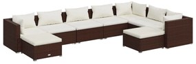 vidaXL Σαλόνι Κήπου Σετ 9 Τεμαχίων Καφέ Συνθετικό Ρατάν με Μαξιλάρια