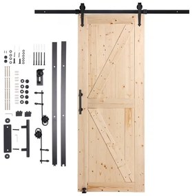 VEVOR Barn Door and Hardware Kit 30&quot; x 84&quot; Wood Sliding Barn Door Kit Smoothly