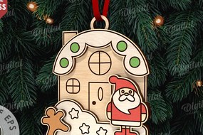 Σετ των 3 Intra απο ξύλο plywood 3mm-4mm πάχος - Κόψιμο με λέιζερ στολίδι Χριστουγεννιάτικου Δέντρου Δίασταση 6x6 cm INTRAFABR-110832796