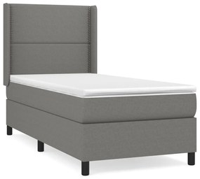 Κρεβάτι Boxspring με Στρώμα Σκούρο Γκρι 80x200 εκ. Υφασμάτινο - Γκρι