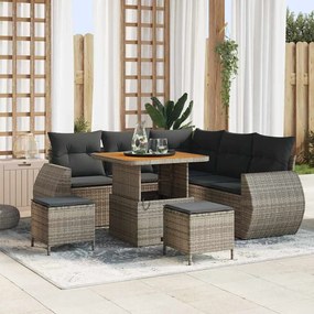 vidaXL Σετ Καναπέ Κήπου 8 pcs Γκρι συνθετικό ρατάν