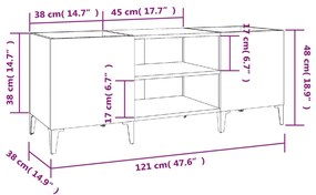 Δισκοθήκη Γκρι Σκυροδέματος 121x38x48 εκ. Επεξεργασμένο Ξύλο - Γκρι