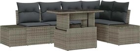 vidaXL Σετ Καναπέ Κήπου με αποθήκευση 6 pcs Γκρι Πολυ ράταν
