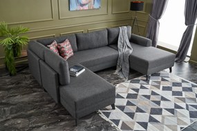 Γωνιακός Καναπές Κρεβάτι Ανθρακί BELEN 202x300x78