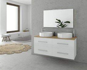 Drop Torino 120 White 1  MDF - Έπιπλο Μπάνιου Με 2 Νιπτήρες &amp; Καθρέπτη