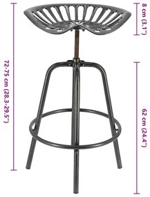 Esschert Design Καρέκλες Μπαρ με Όψη Τρακτέρ Γκρι