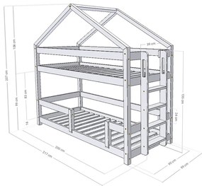 Κουκέτα Σπιτάκι Kili από μασίφ ξύλο White  90×200cm