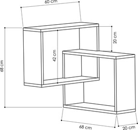 Ράφι Τοίχου Ανοιχτό Μόκα / Ανθρακί ODRUR 68x60x68