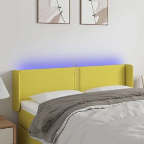 Κεφαλάρι Κρεβατιού LED Πράσινο 147x16x78/88 εκ. Υφασμάτινο - Πράσινο