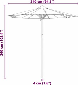 vidaXL Ομπρέλα Κήπου Κρέμες λευκό Ø 270 x 260 εκ Μπαμπού