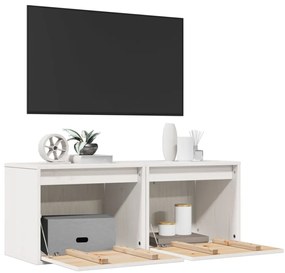 vidaXL Ντουλάπια Τοίχου 2 τεμ. Λευκά 45x30x35 εκ από Μασίφ Ξύλο Πεύκου