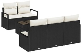 vidaXL Σετ Καναπέ Κήπου 6 pcs Μαύρο, Κρέμα 55 x 55 x 37 εκ