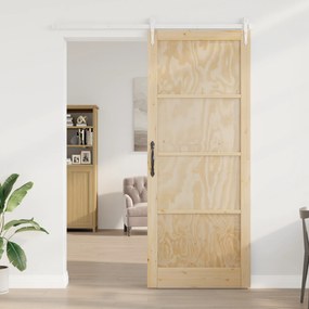 vidaXL Συρόμενη Πόρτα με Σετ Αξεσουάρ 93x232 εκ Συμπαγές Ξύλο Πεύκο