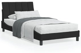 Κρεβάτι με Στρώμα Μαύρο 100x200 εκ. Βελούδινο - Μαύρο