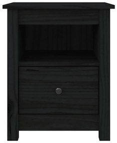 vidaXL Κομοδίνα 2 τεμ. Μαύρα 40x35x49 εκ. από Μασίφ Ξύλο Πεύκου