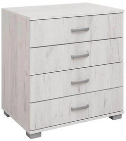 Chest of drawers Roma 4 Λευκό Δρύς