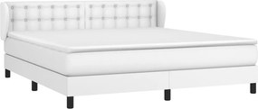 vidaXL Κρεβάτι Boxspring με Στρώμα Λευκό 180x200 εκ. Συνθετικό Δέρμα