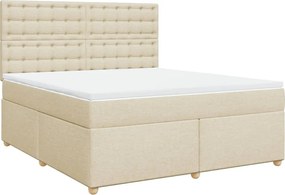 vidaXL Κρεβάτι Boxspring με Στρώμα Κρεμ 180x200 εκ. Υφασμάτινο