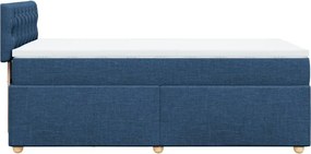 vidaXL Κρεβάτι Boxspring με Στρώμα Μπλε 90x190 εκ.Υφασμάτινο