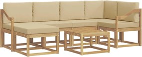 vidaXL Σειρά Καναπέ Εξωτερικού με μαξιλάρι 7 pcs Λευκό και Μπεζ