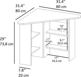 Γραφείο Δρυς Ζαφείρι CORNER 80x80x73,8