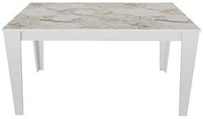 Τραπέζι Bud 875ZNA4636 145x85x75cm Marble Effect White Μοριοσανίδα, Μελαμίνη