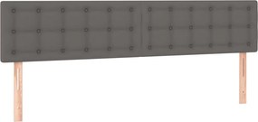 vidaXL Κρεβάτι Boxspring με Στρώμα Γκρι 200x200 εκ. Συνθετικό Δέρμα