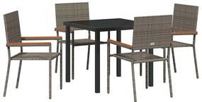 vidaXL Σέτ φαγητού για κήπο 5 pcs Γκρι Πολυ ράταν