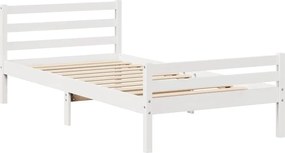 vidaXL Σκελετός Κρεβατιού Χωρίς Στρώμα Λευκό 100x200 εκ. Μασίφ Πεύκο
