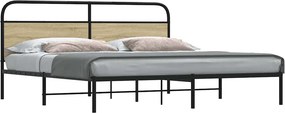 vidaXL Σκελετός Κρεβ. Χωρίς Στρώμα Sonoma Δρυς 183x213 εκ. Μεταλλικό