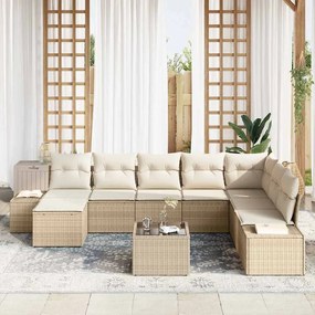 vidaXL Σετ Καναπέ Κήπου 9 pcs μπεζ και κρεμ 319 x 209 x 85 εκ.