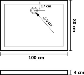 vidaXL Λεκάνες ντους 80 x 100 x 4 cm ABS