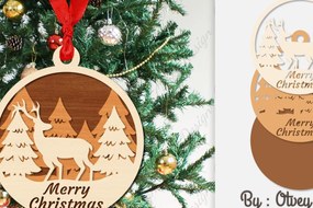 Σετ των 3 Intra απο ξύλο plywood 3mm-4mm πάχος Χριστουγεννιάτικα στολίδια Δίασταση 8x8 cm INTRAFABR-107910464