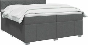 vidaXL Κρεβάτι box spring με στρώμα Σκούρο Γκρι 200 x 200 cm Ύφασμα