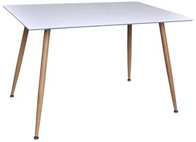 Τραπέζι Dallas 4306, Ανοιχτό χρώμα ξύλου, Γυαλιστερό λευκό, 75x80x120cm, 23 kg, Ινοσανίδες μέσης πυκνότητας, Μέταλλο | Epipla1.gr