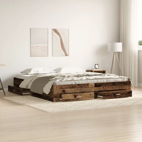 vidaXL Bed Frame με Συρτάρια Παλαιού Ξύλου 180x200 εκ. Κατασκευασμένο Ξύλο