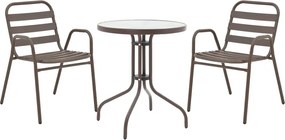 Τραπεζαρία Watson-Sussie pakoworld μέταλλο καφέ-γυαλί Φ60x70εκ