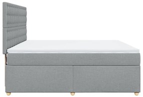 vidaXL Κρεβάτι Boxspring με Στρώμα Ανοιχτό Γκρι 180x200 εκ. Υφασμάτινο