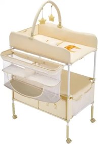 VEVOR Foldable Baby Changing Diaper Station with Side Basket &amp; Hanging Rod Beige