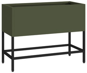 vidaXL Υψωμένος Κηπευτικός Κάδος 60x26x45 εκ. Ελιά Πράσινο Χάλυβα
