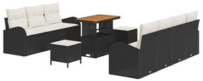 vidaXL Σετ Καναπέ Κήπου 10 pcs Μαύρο, Κρέμα 90 x 55 x 71 cm